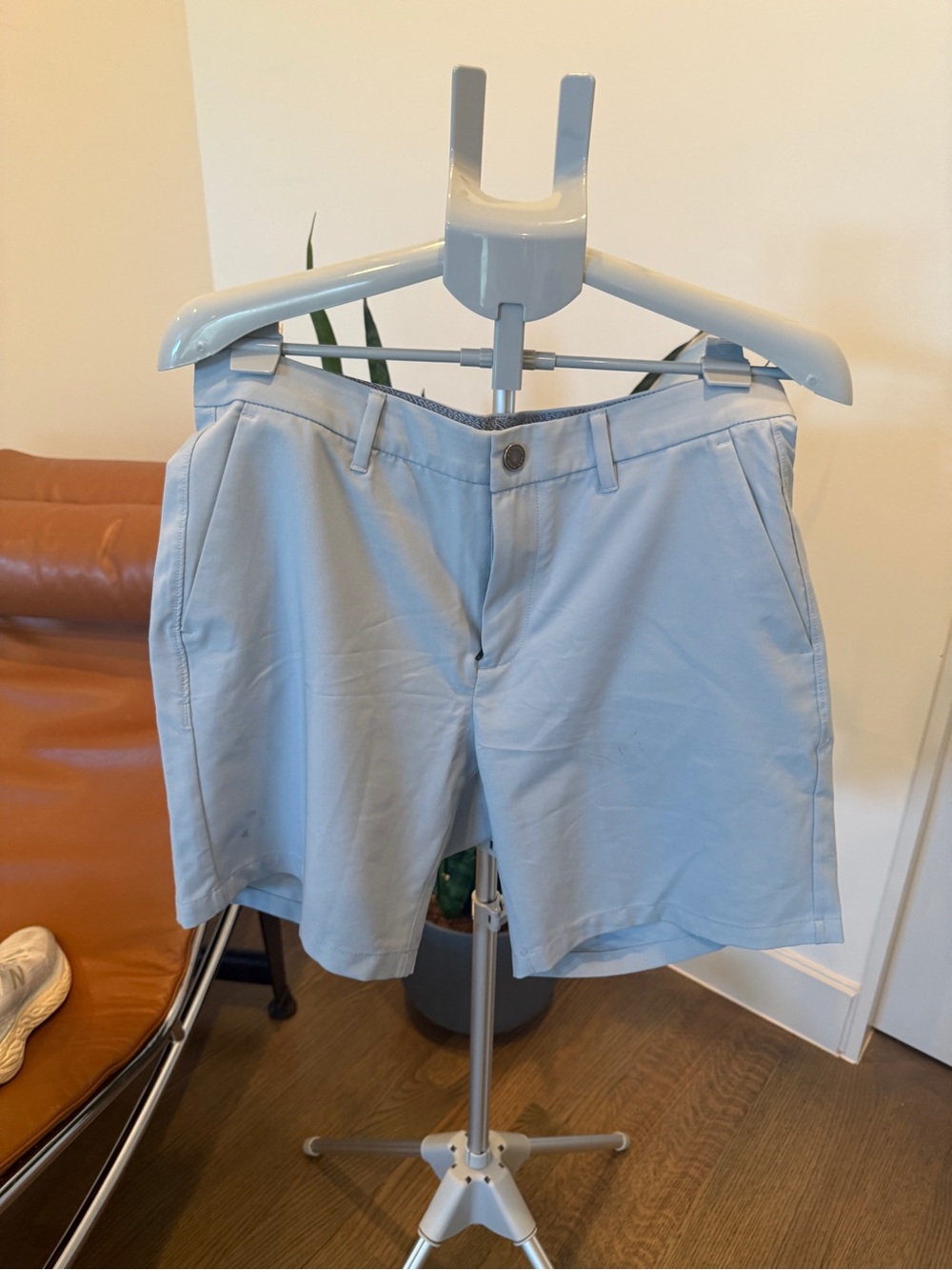 Bonobos Pale Blue Flat-Front Cotton Blend Shorts
